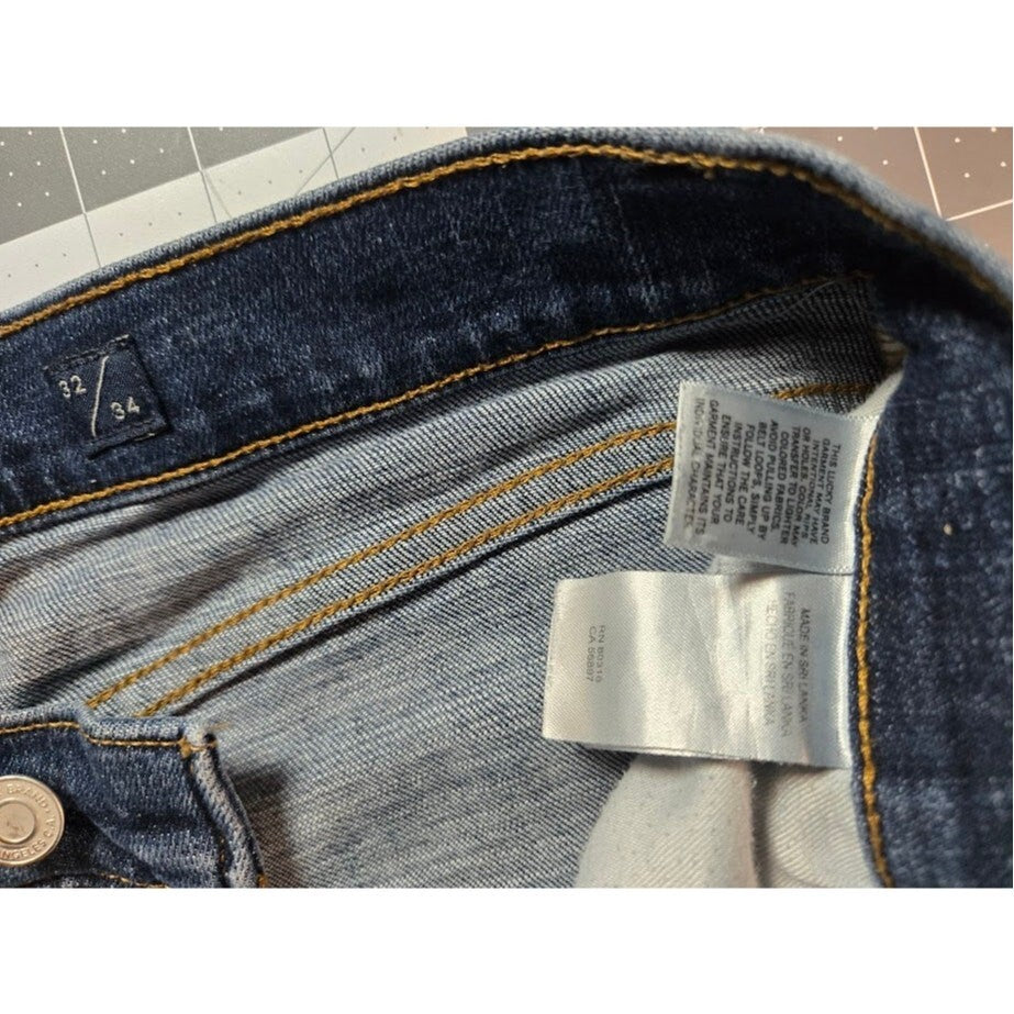 Lucky Brand 121 Slim Straight Jeans Mens Blue Denim 32/34 with Defects