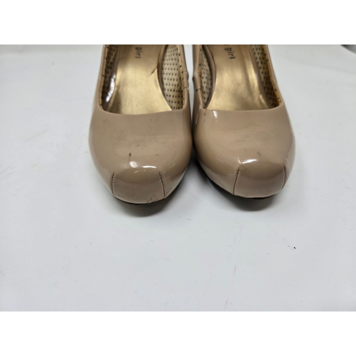 Madden Girl Getta Nude Patent Platform Pumps Round Toe Stiletto Heels Women's 9