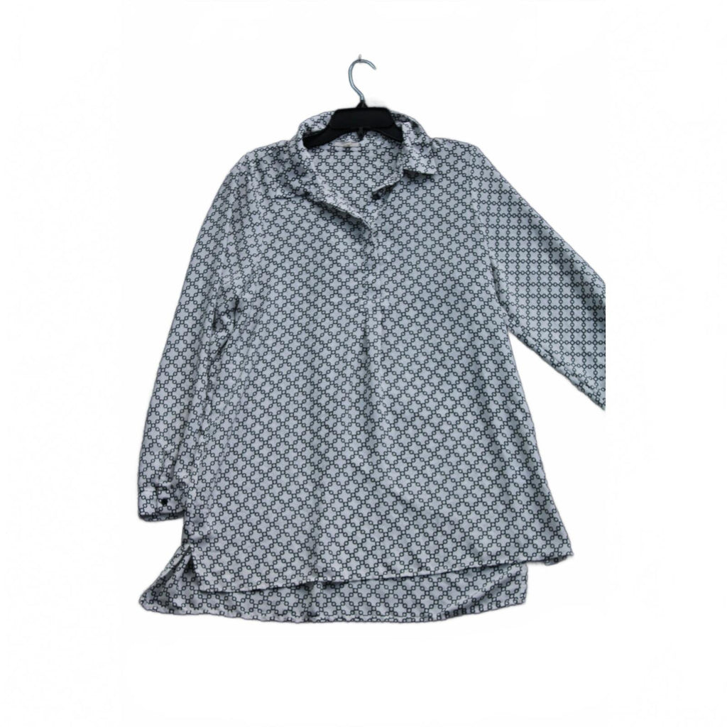 Pleione Women's Nordstrom Geometric Chain Link Print Roll Tab Long Sleeve Tunic
