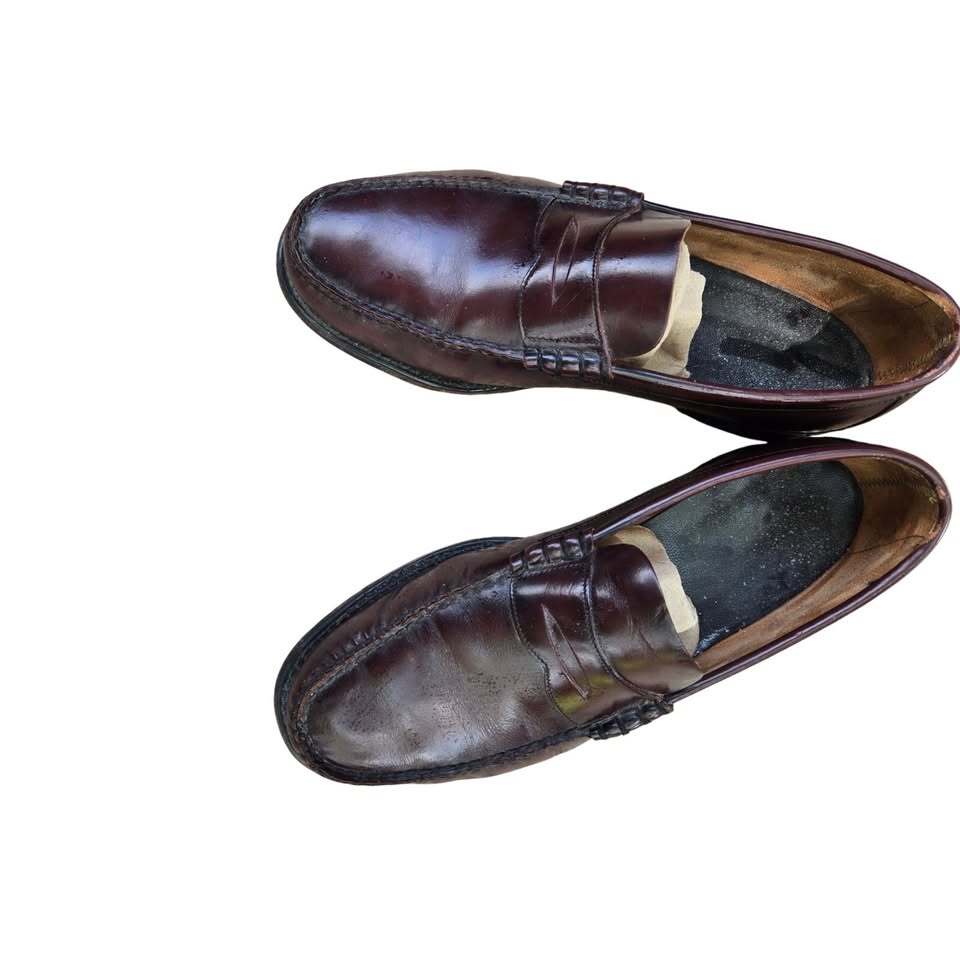 Johnston & Murphy Burgundy Leather Penny Loafers SoleTech Rubber Heels 9