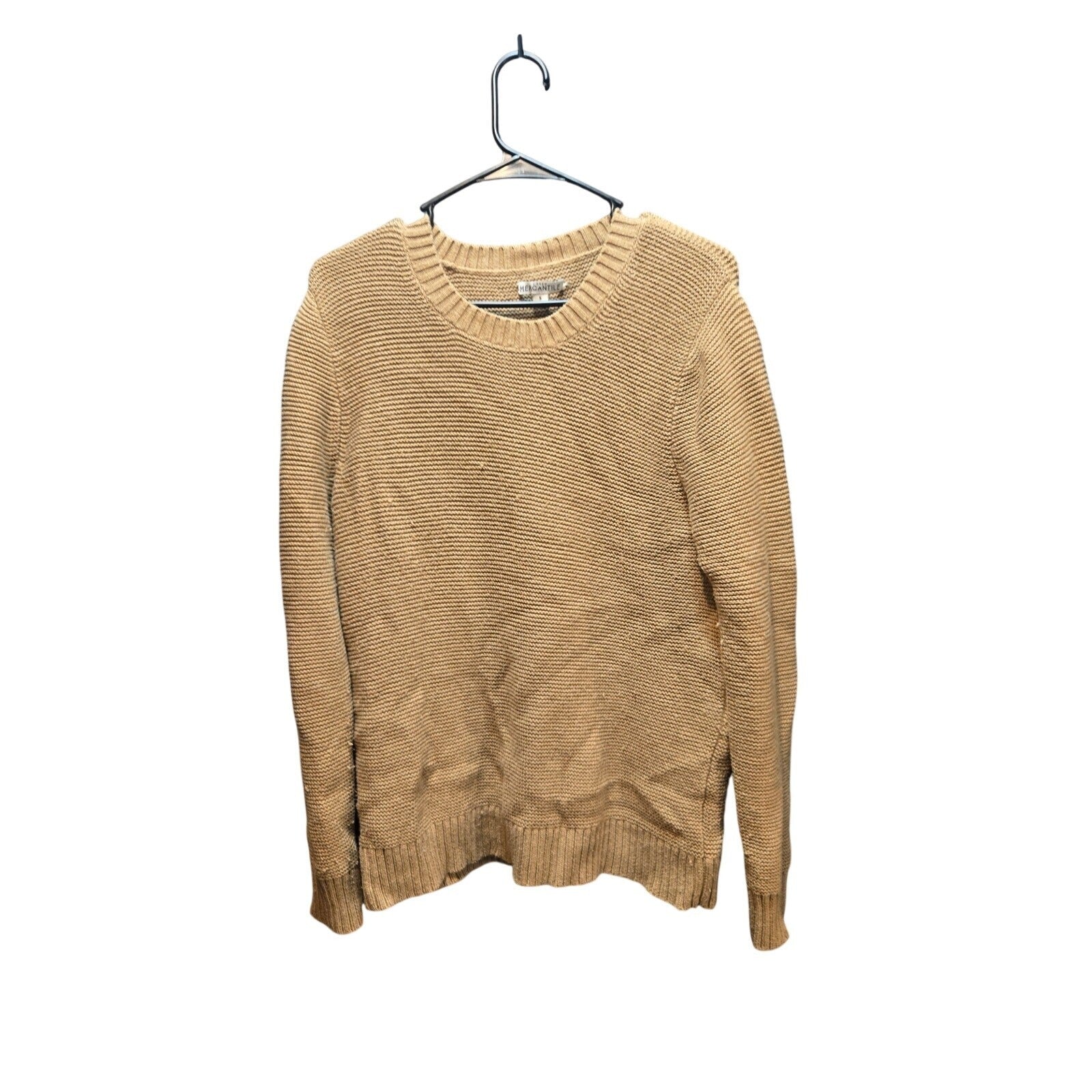 J. Crew Mercantile Classic Crew Neck Sweater Tan Camel Knit Size Small