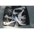 Men’s Gothic Pirate Skull and Compass Graphic Print Quick Dry Board Shorts Black