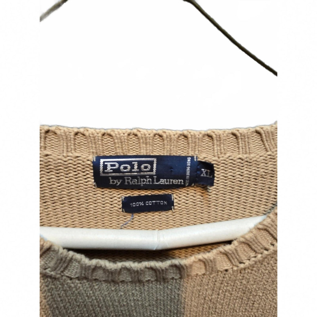 Vintage 90s Polo Ralph Lauren Beige Cotton Crewneck Sweater XL