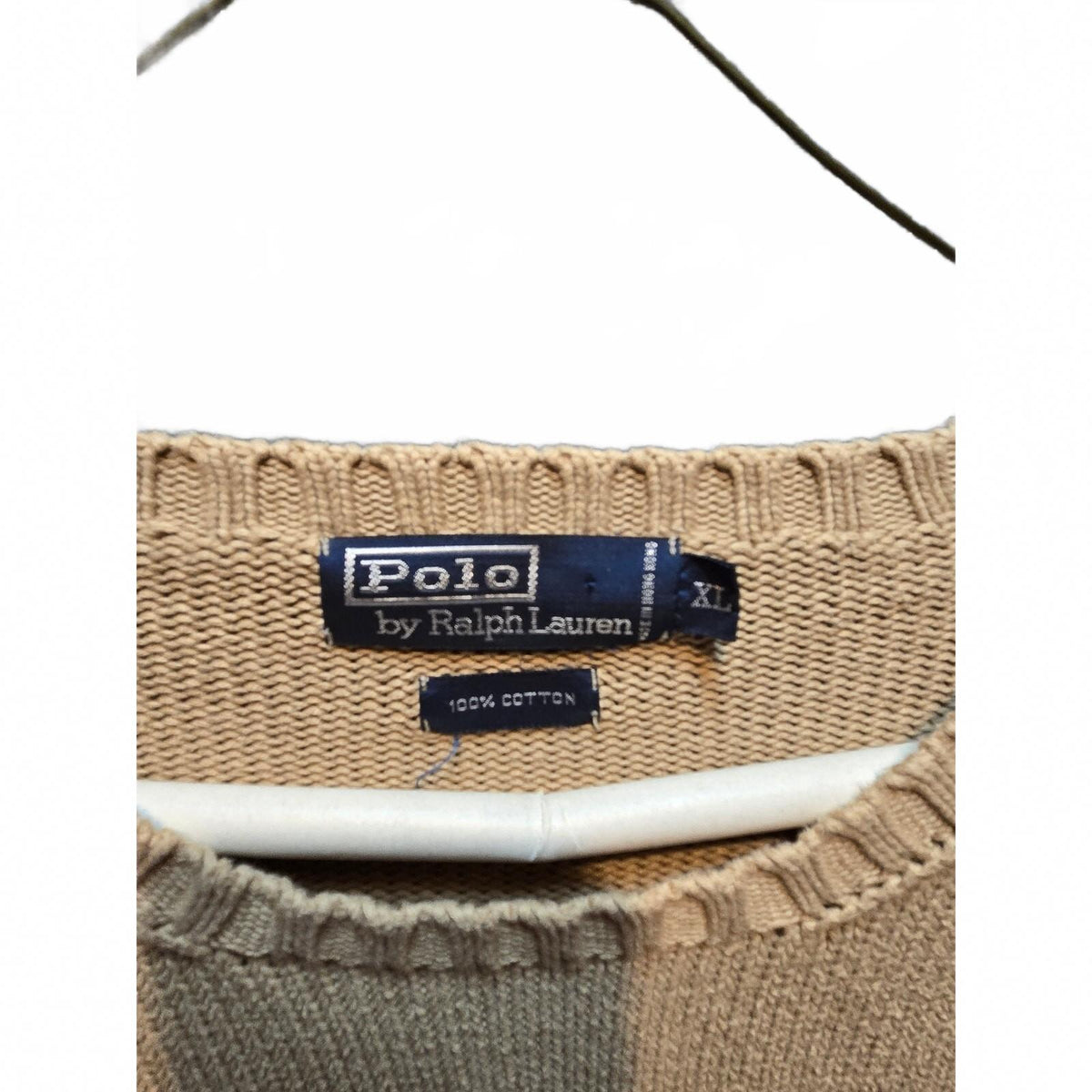 Vintage 90s Polo Ralph Lauren Beige Cotton Crewneck Sweater XL