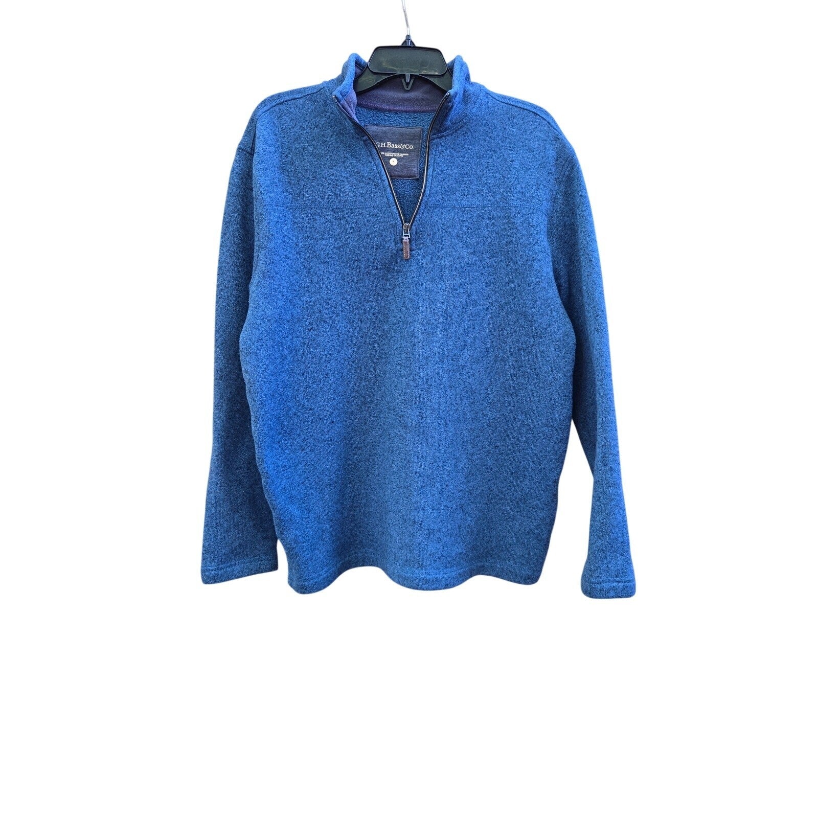 G.H. Bass & Co. Men's Blue Quarter-Zip Sweater Size M with Brown Accents