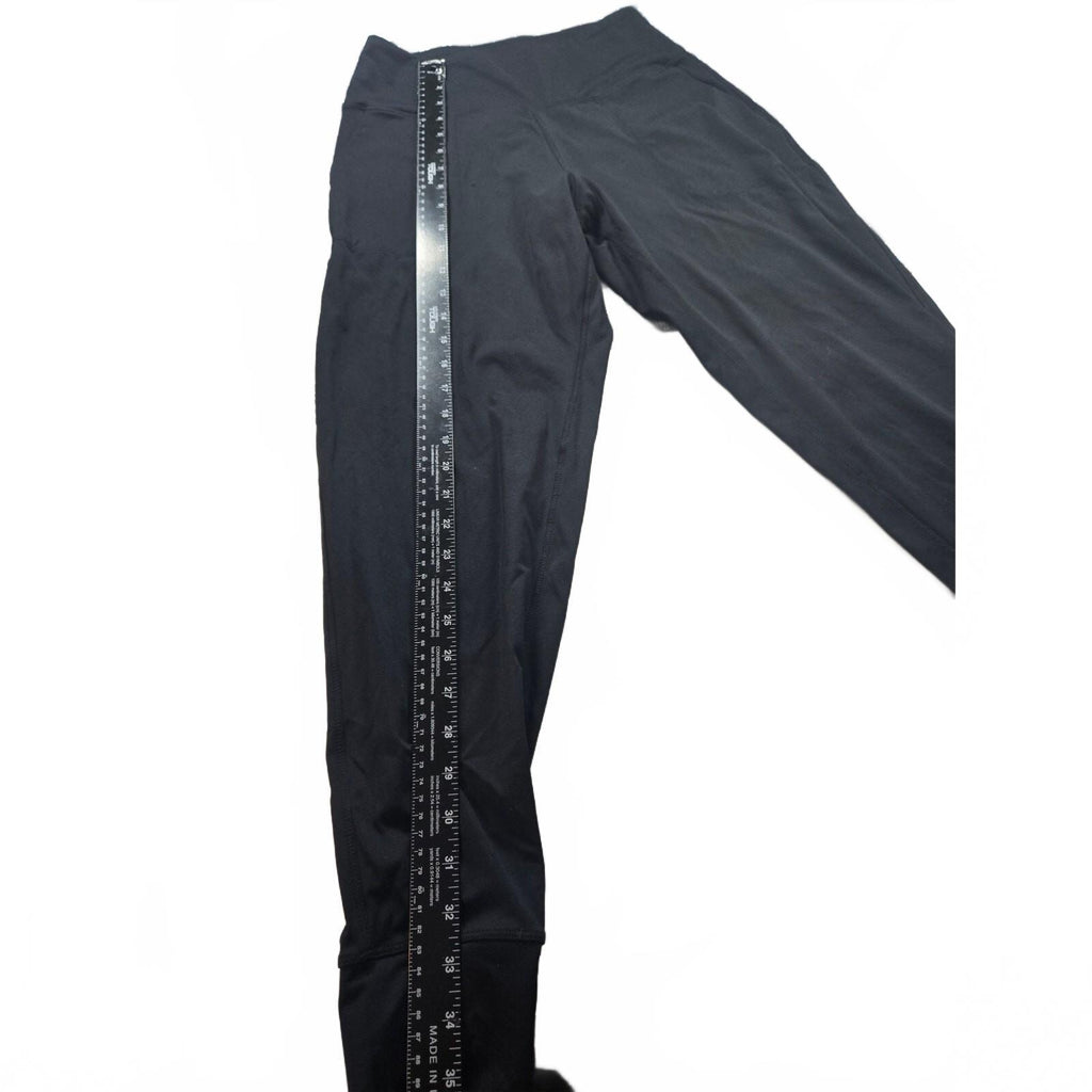 Athletic Leggings Black High Waisted 7/8 Length Crop Inseam 25" No Size Tag