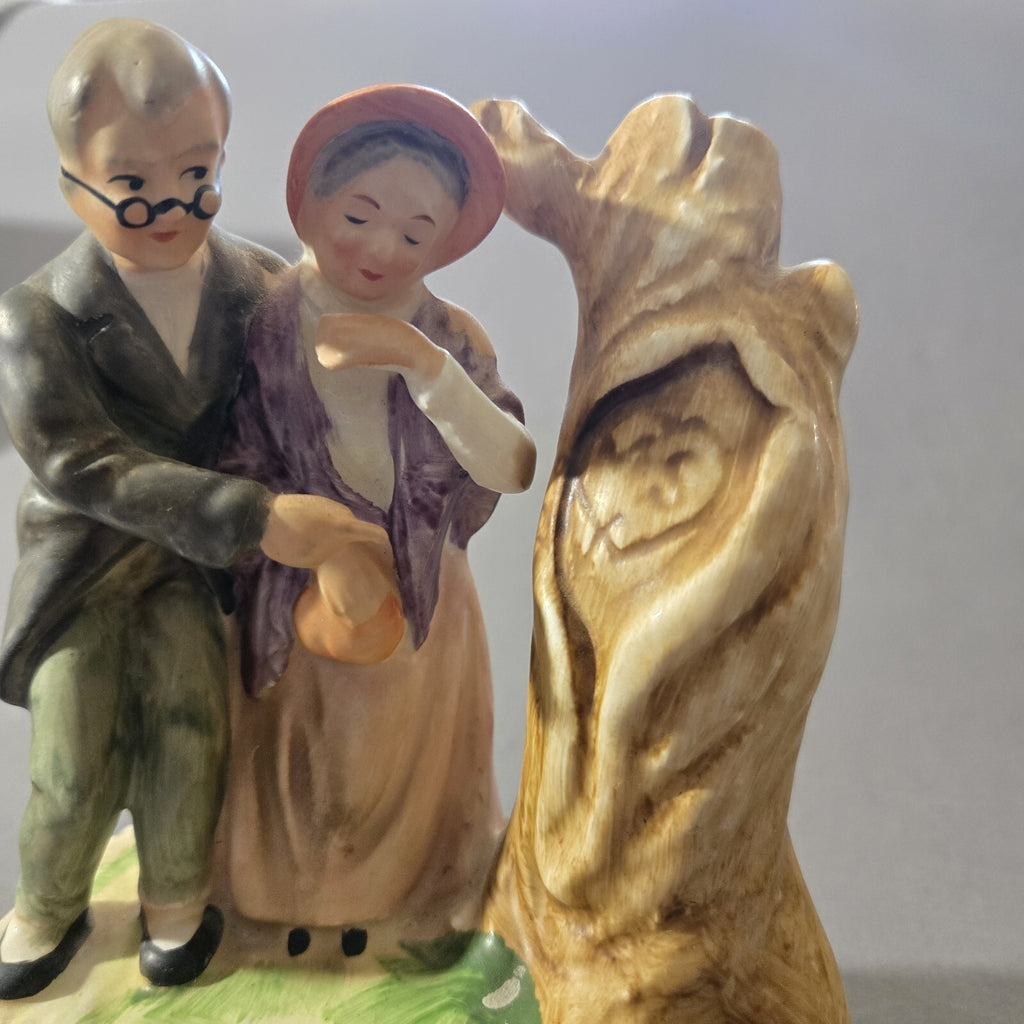 Vintage Figurine Old Couple "Those Were The Days", Rotating Music Box 7” X 5”