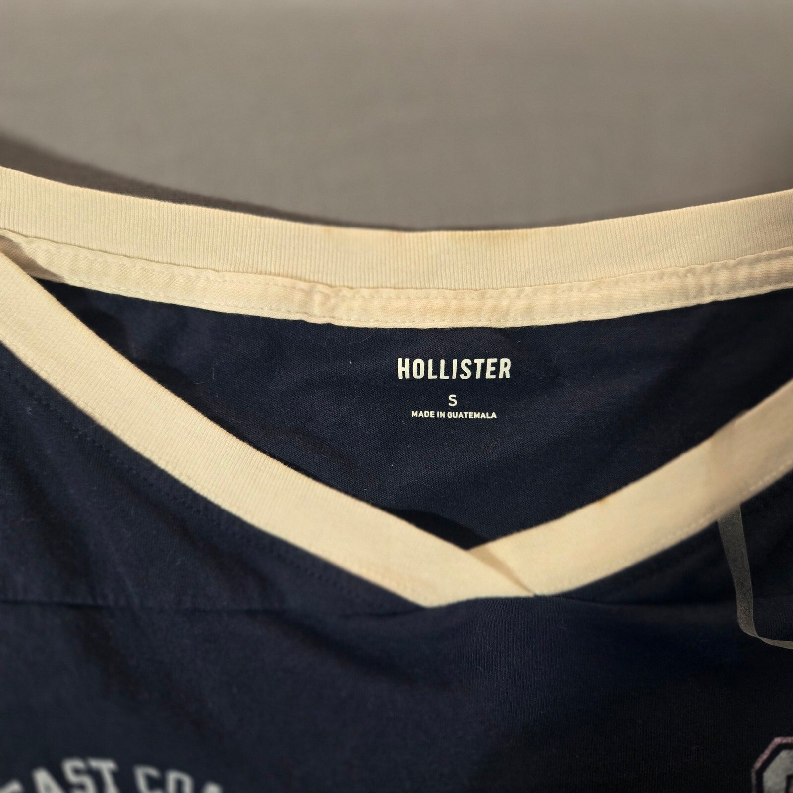 Hollister Women's Blue Cropped Football Number 26 T-Shirt Size S