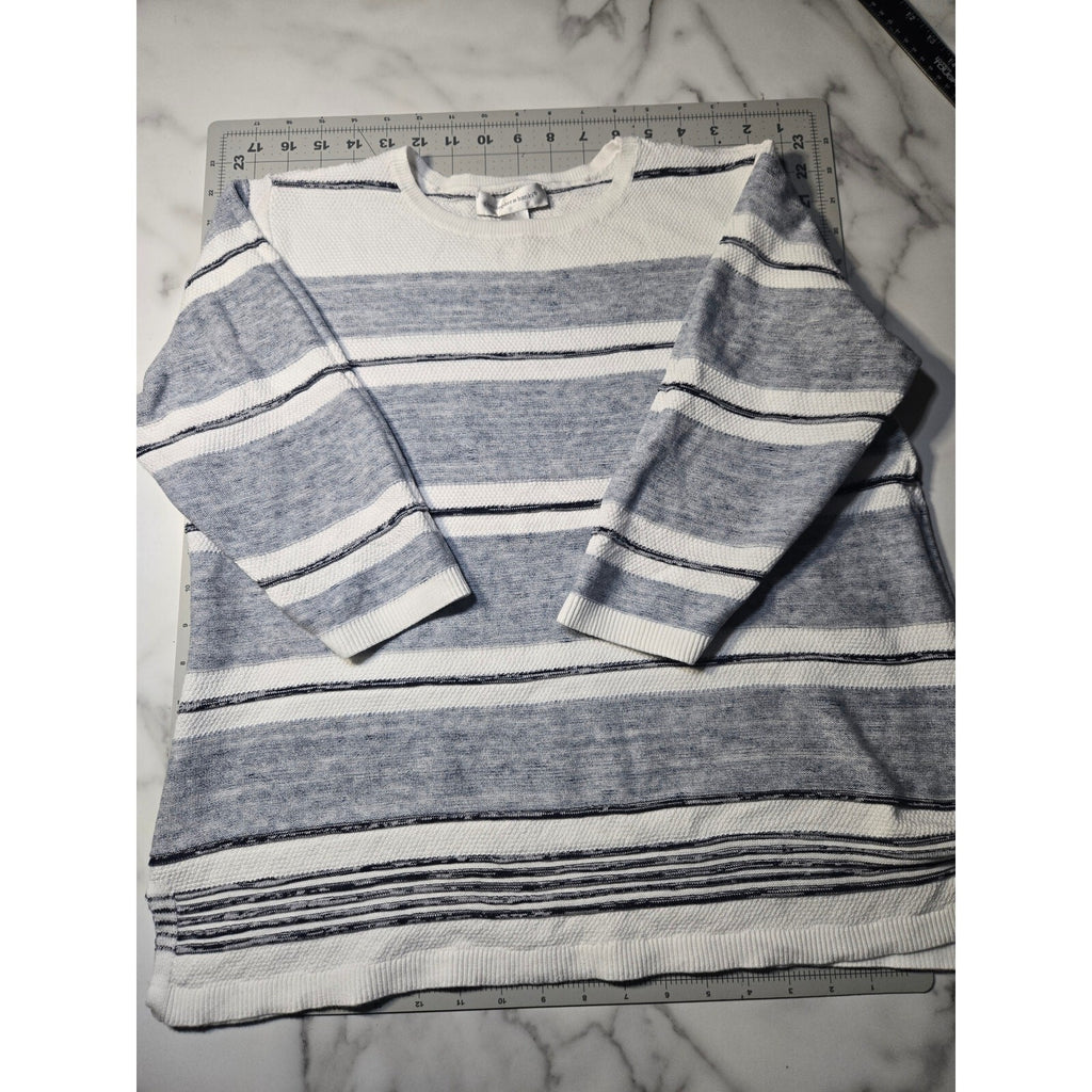 Christopher And  Banks Striped Knit Pullover Sweater Crew neck Blue and white l