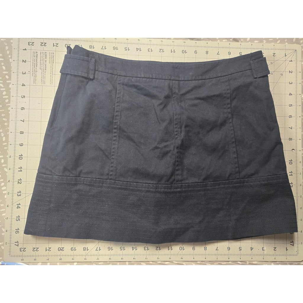 Boston Proper Navy Blue Mini Skirt with Gold Button Details, Size 12