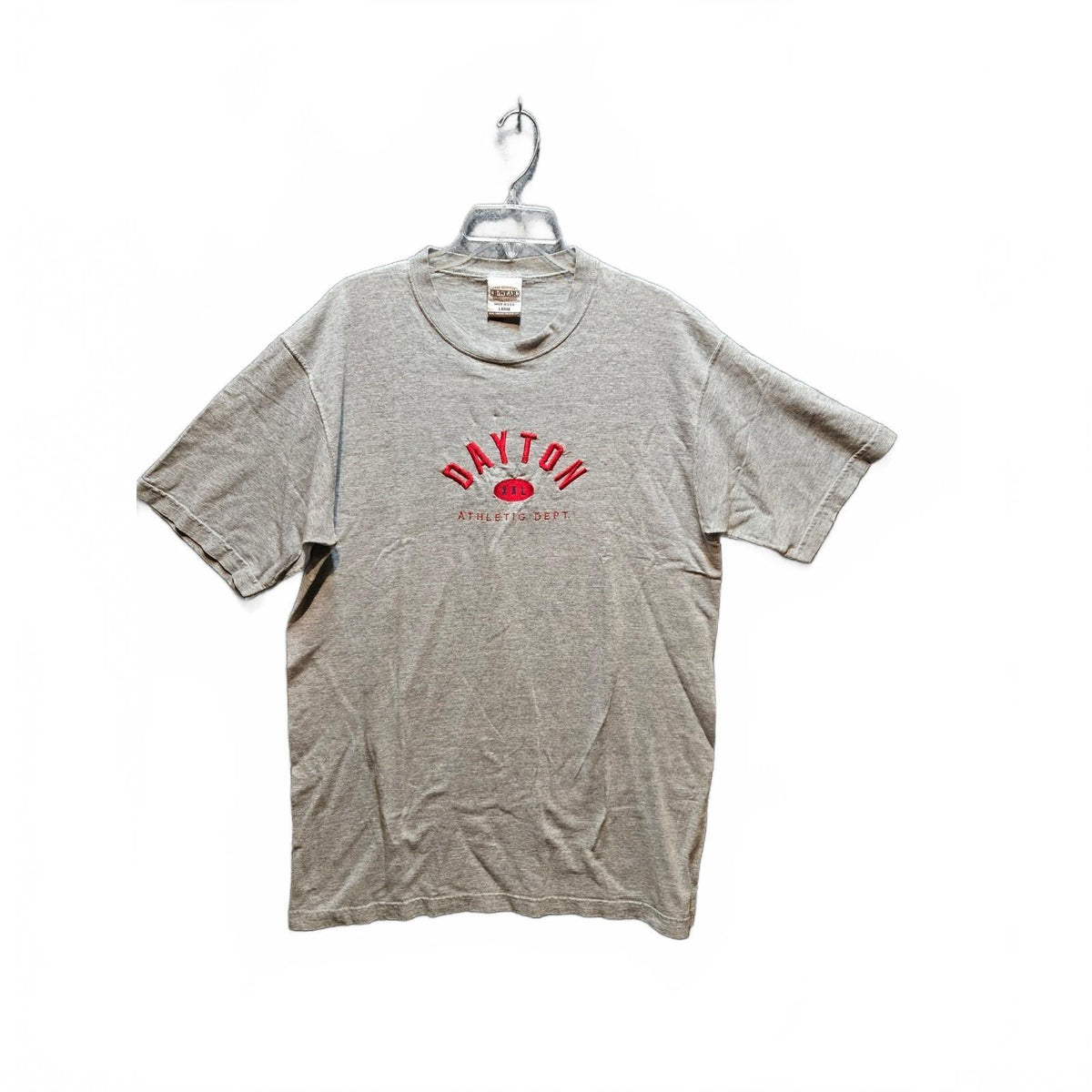Vintage 90s University of Dayton Flyers Graphic Tee Gray Embroidered Men's L