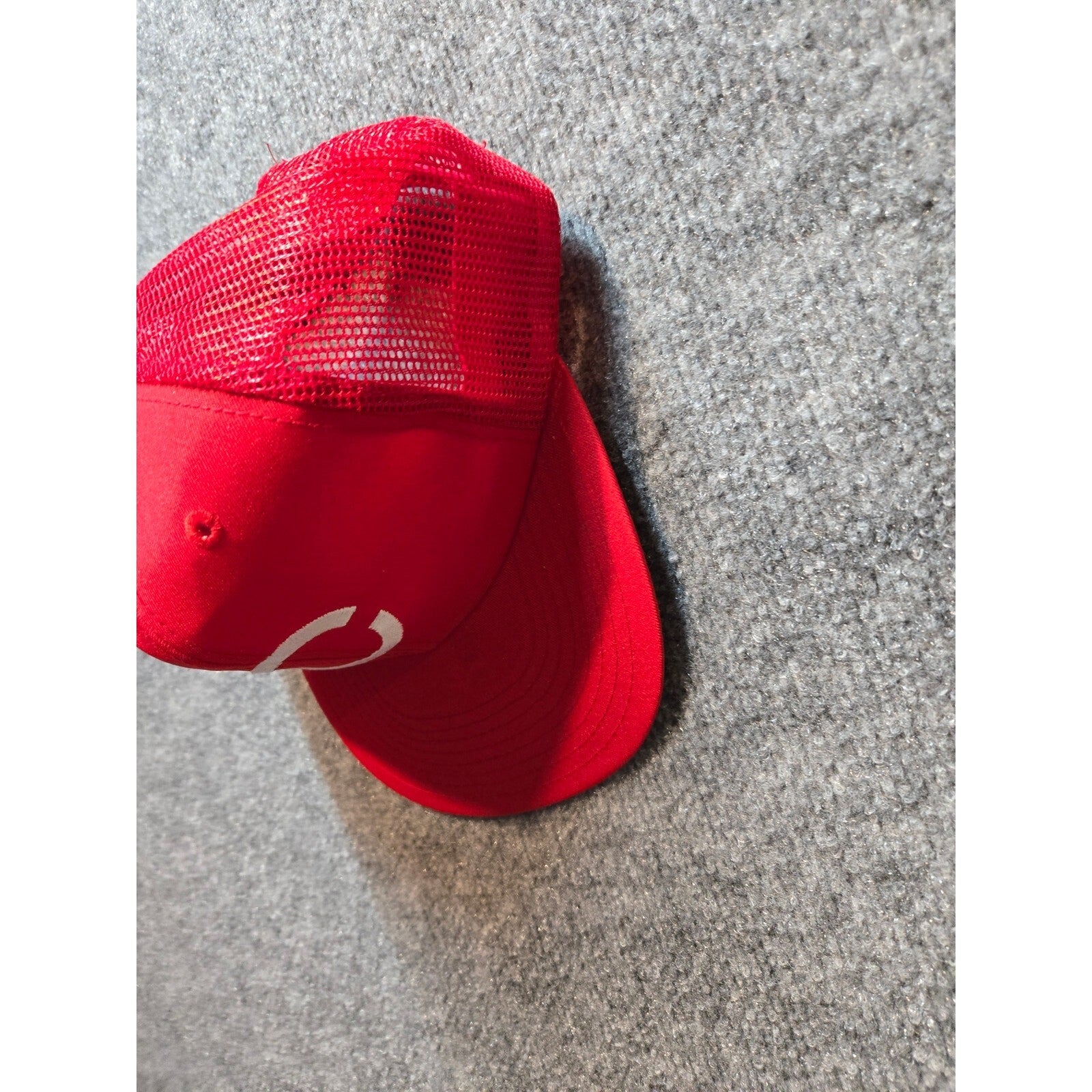 Vintage 80s Cincinnati Reds MLB Red Trucker Snapback Hat with Green Underbrim -