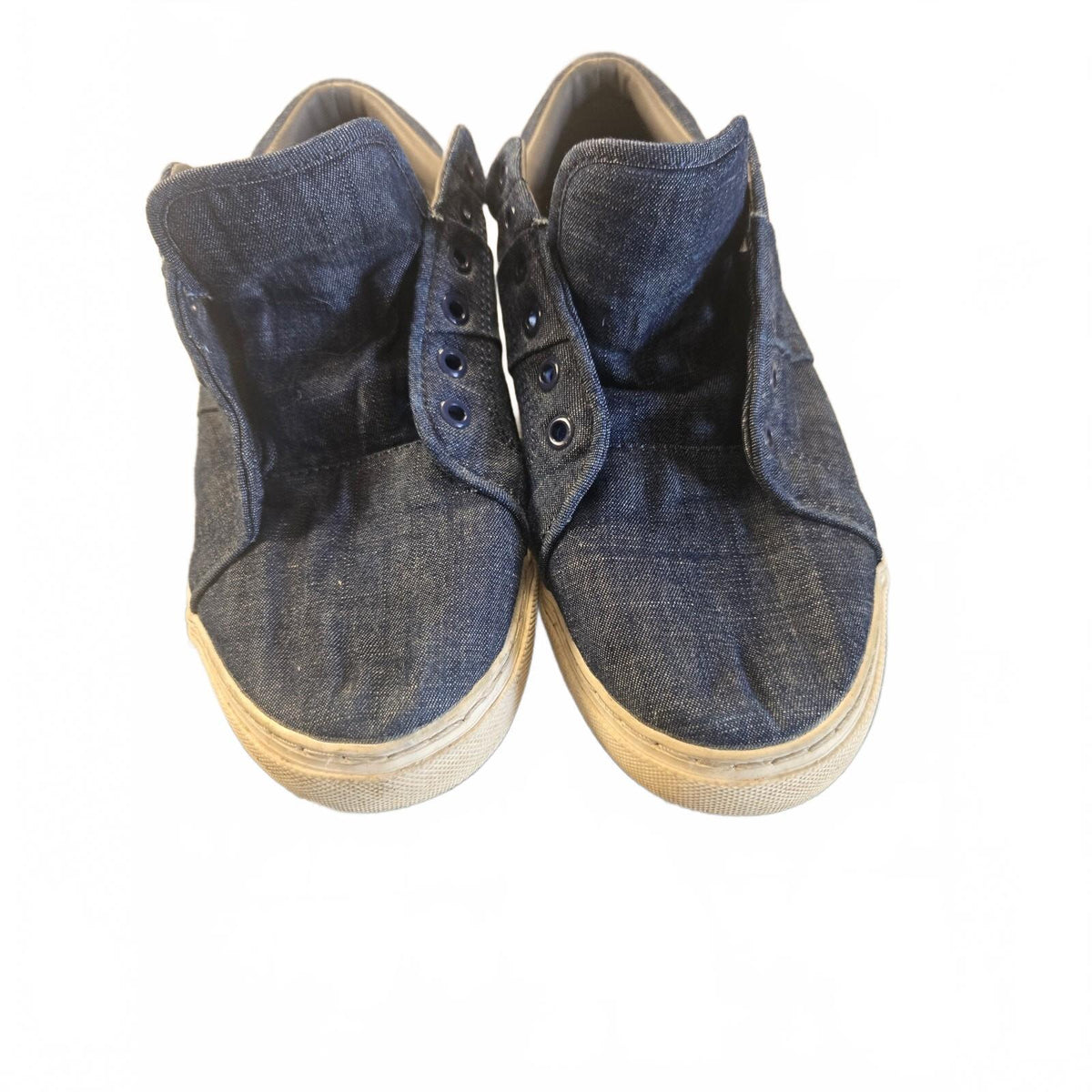 Express Size 10 Blue Canvas Denim Mens Shoes Sneakers Low Top Retro Look