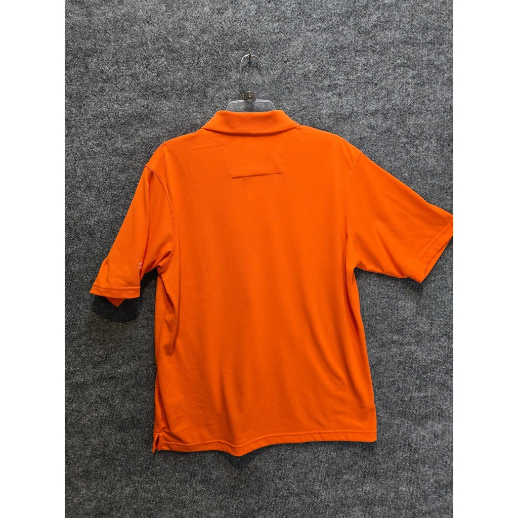Antigua Desert Dry Mens L Orange Solid Performance Golf Polo Shirt 3-Button