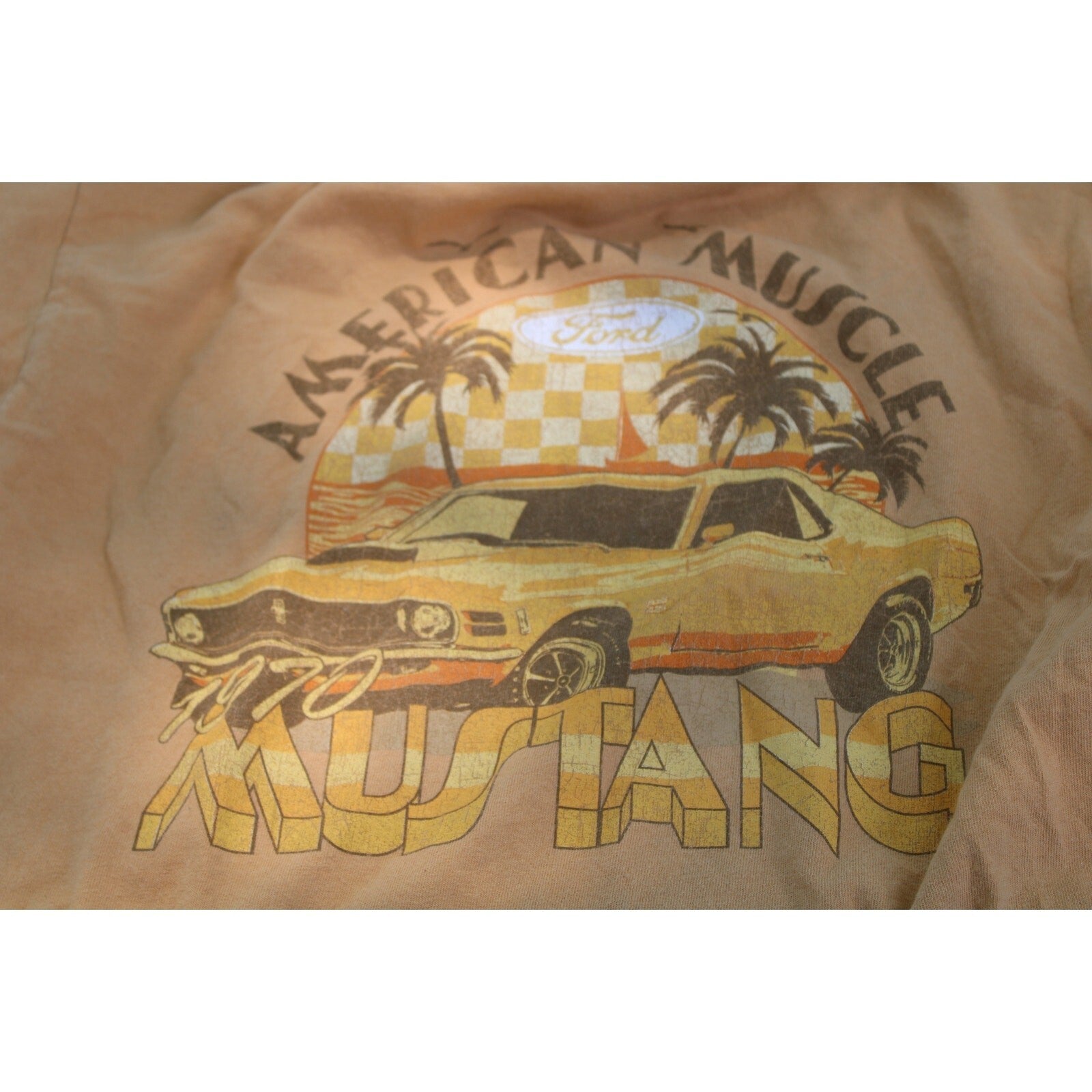 Ford Official Licensed 1970 Mustang American Muscle Gold T-Shirt, Size Large