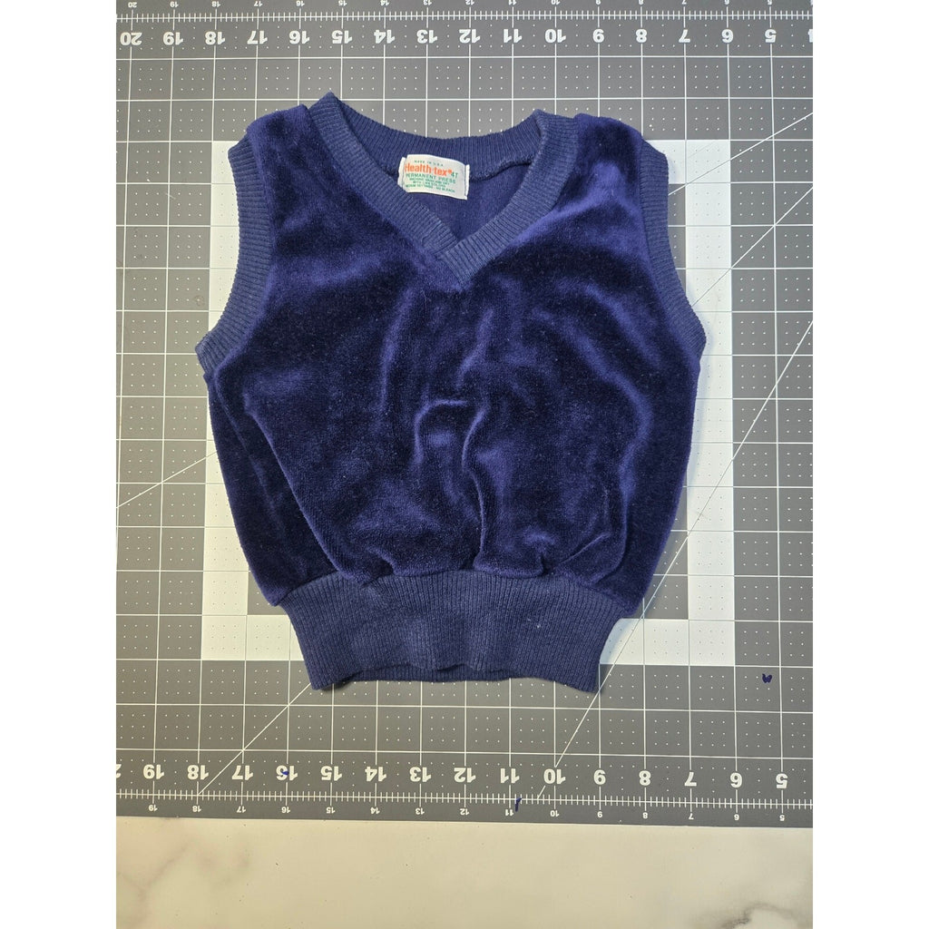 Vintage HealthTex Toddler Boys Dark blue pullover velvet sweater Top size 3T.