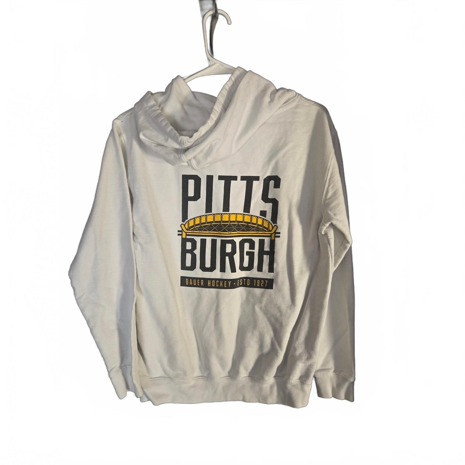 Bauer Pittsburgh Hoodie Youth Large White S24 DSG Hockey Sweatshirt Pullover