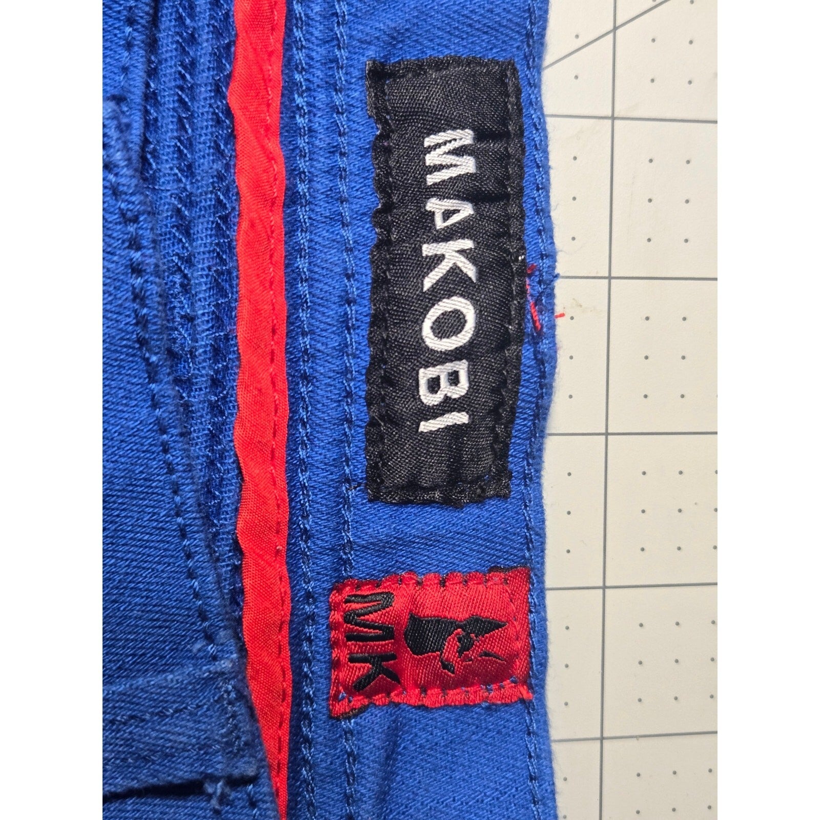 Makobi Biker Denim Royal Blue Heavily Distressed Mens Jeans Size 36 Blue
