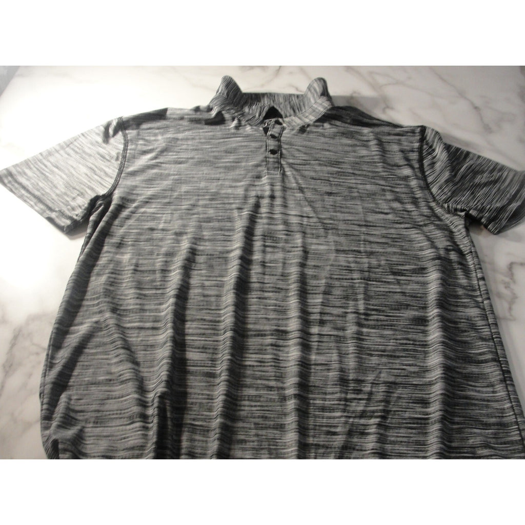 BKE Men's Gray stripped Short Sleeve Collared Button Polo Shirt Size XL Regular