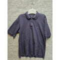 Izod Mens L Navy Blue Short Sleeve Polo Embroidered Crest Logo 2-Button