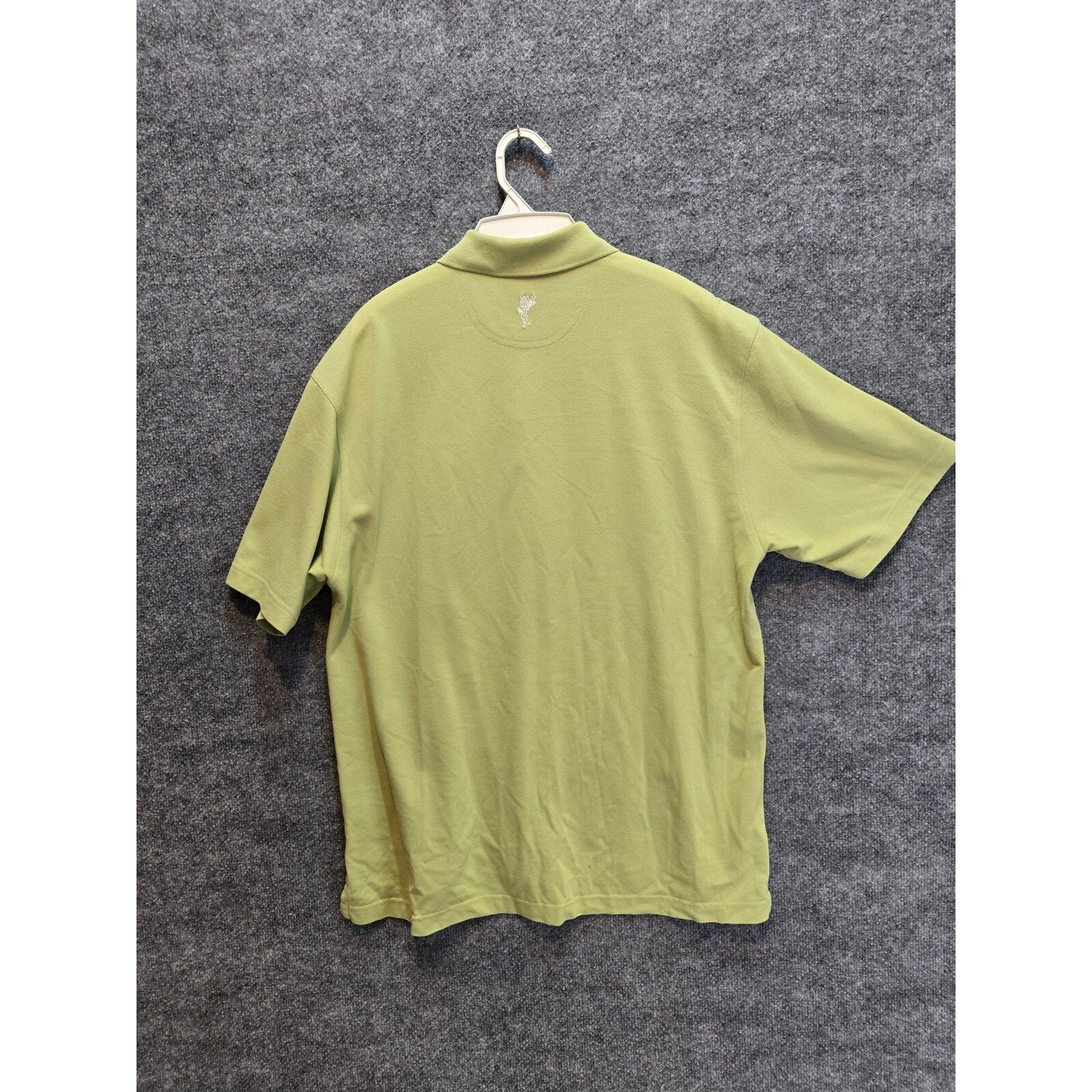 Ashworth Mens Lime Green Short Sleeve Polo Embroidered Golfer Logo 2-Button