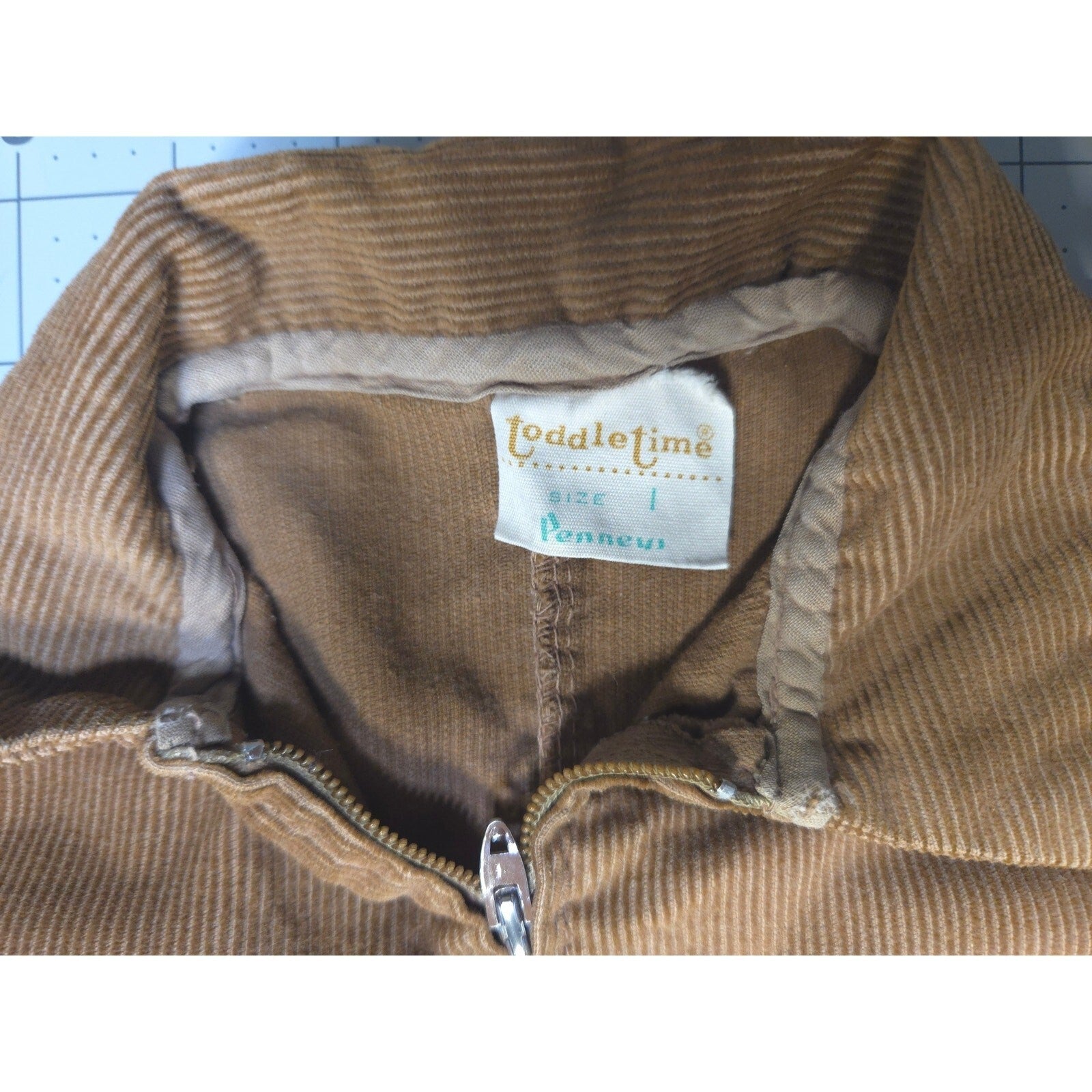VTG 60s 70s Penneys Toodletime Brown Corduroy Overalls Jacket Pants Size 1 Baby
