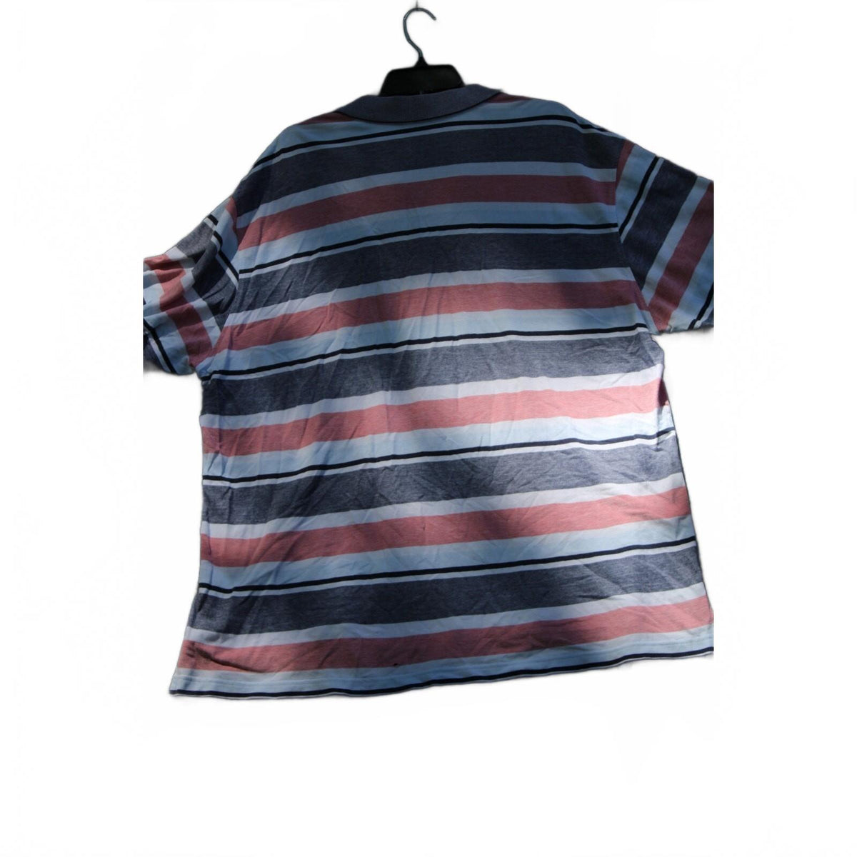 IZOD Men's 2XL Polo Shirt Red Blue White Striped Pique Knit Short Sleeve