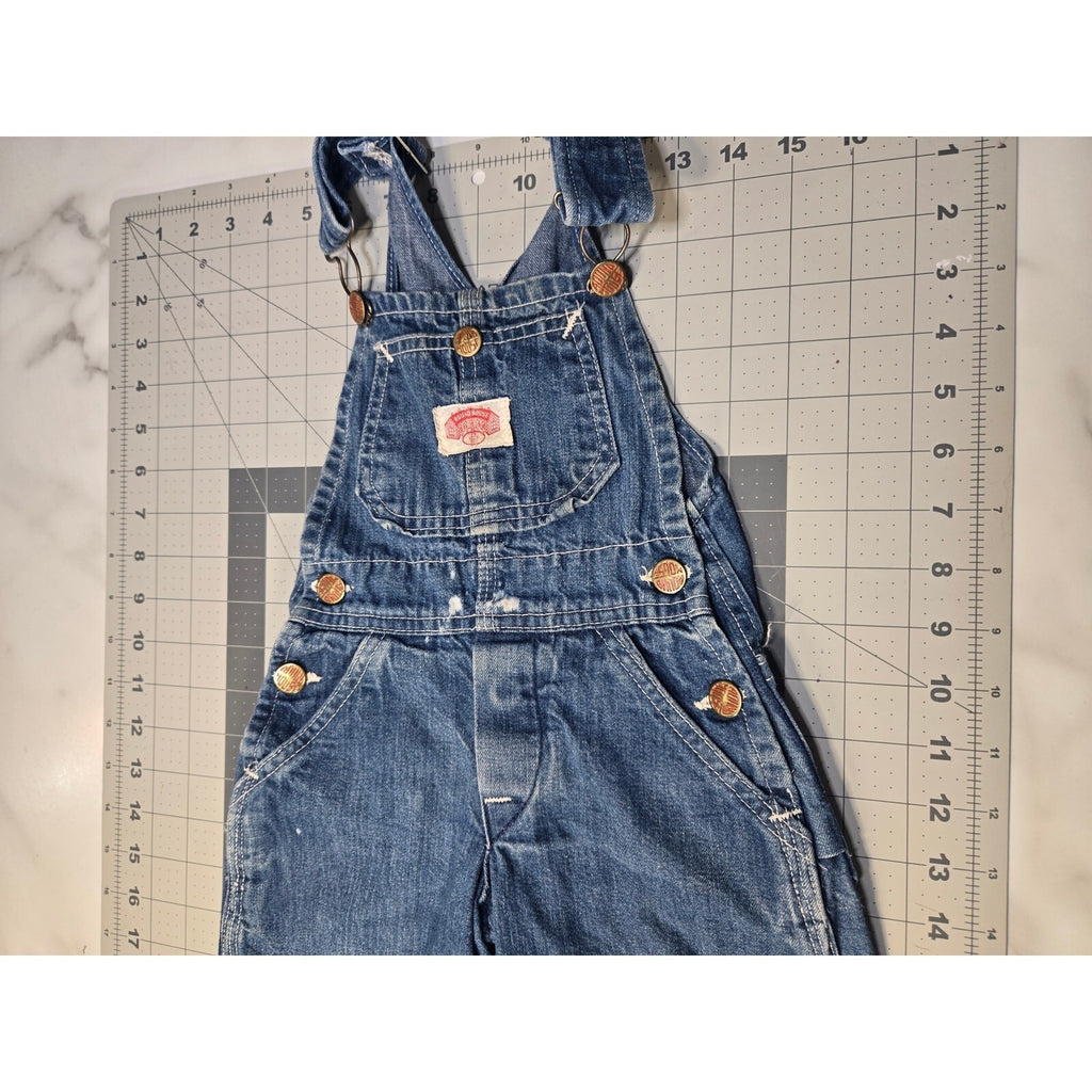 Vintage Round House Kids Denim Overalls Toddler Workwear Bibs Made In the USA