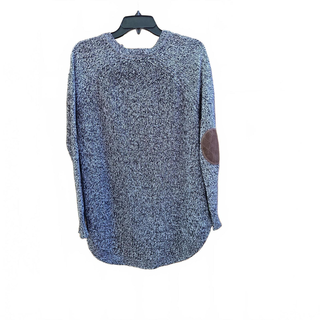 Kim Rogers Women's Black and White Marled Crew Neck Knit Sweater, Size Large