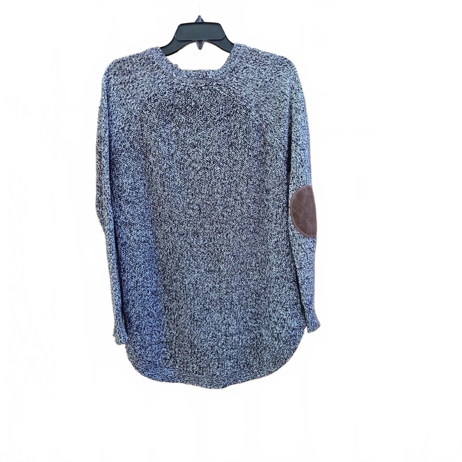 Kim Rogers Women's Black and White Marled Crew Neck Knit Sweater, Size Large
