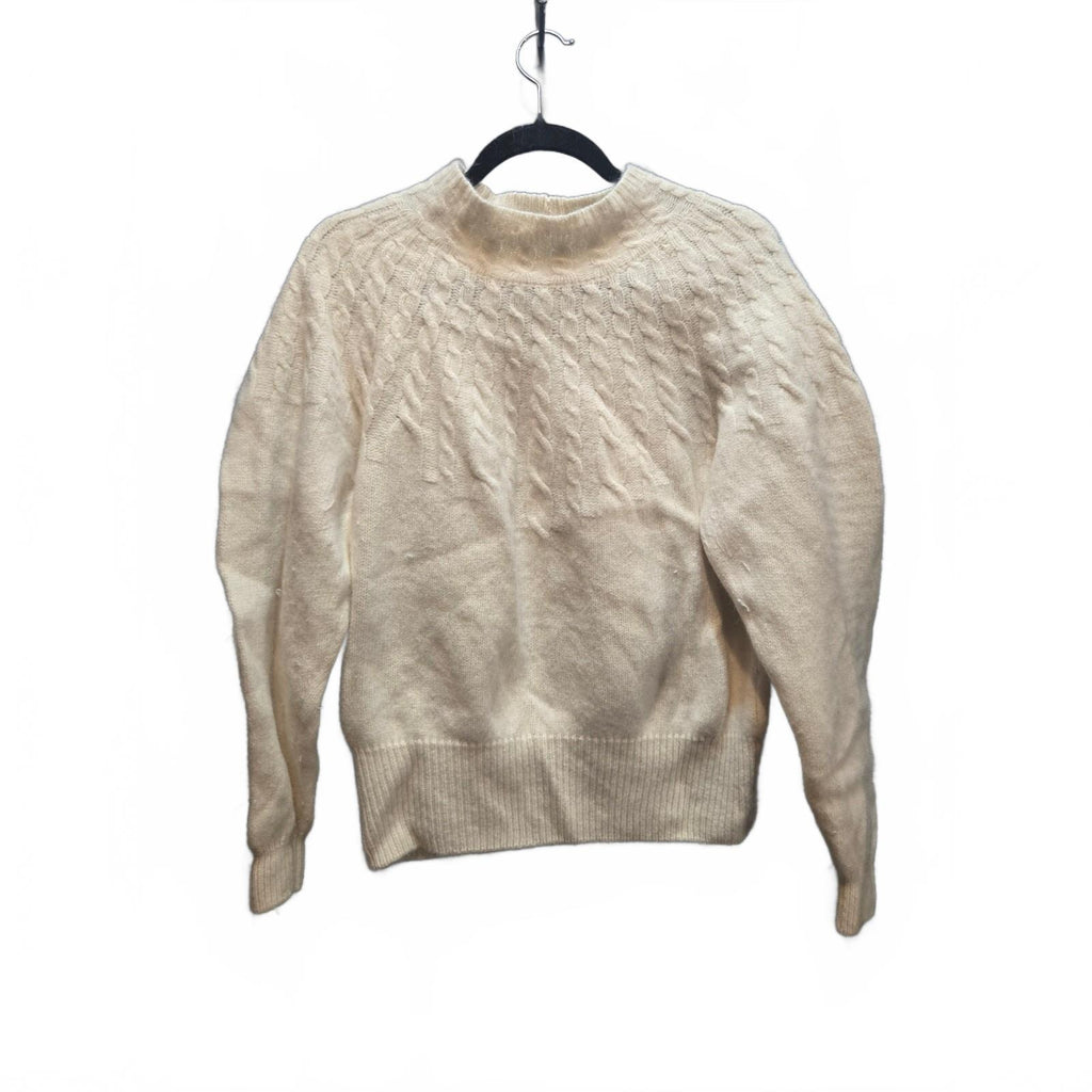Jeanne Pierre Ivory Cable Knit Cotton Sweater, Size Large, Very Good Condition