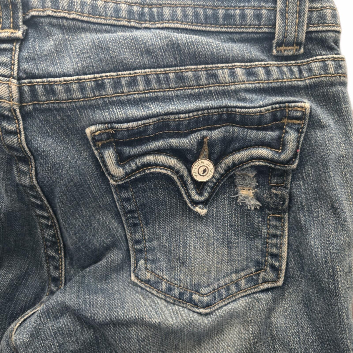 VIGOSS Straight Jeans Blue Denim Medium Wash Button 5-Pocket Women