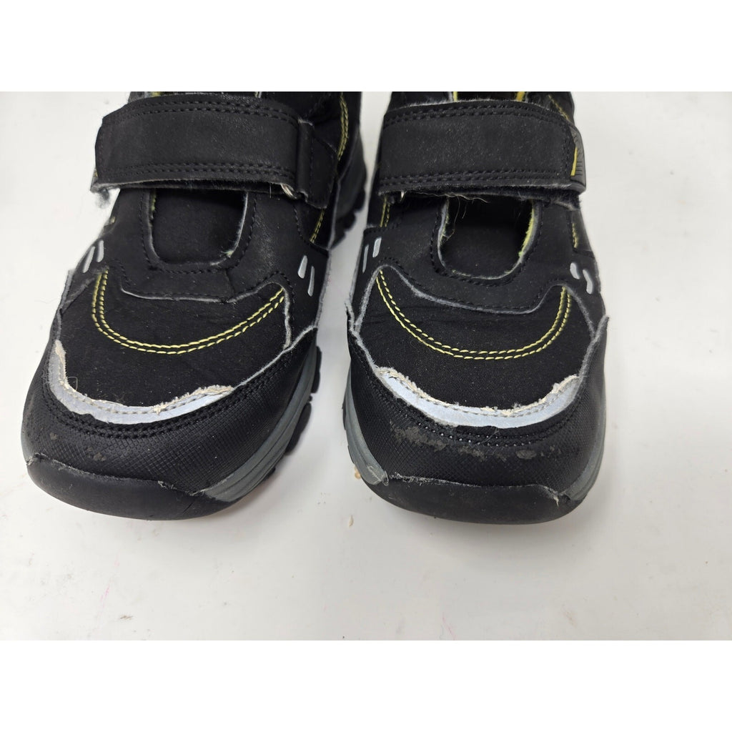 VITIKE Kids Waterproof Winter Snow Boots Black Yellow Fleece Lined Ice 2.5