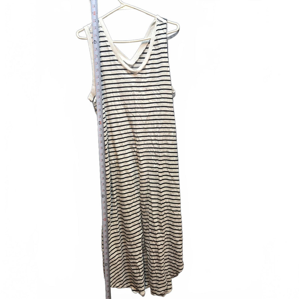 Time and Tru Women's Sleeveless Black Striped Dress with Double V-Neckline and T