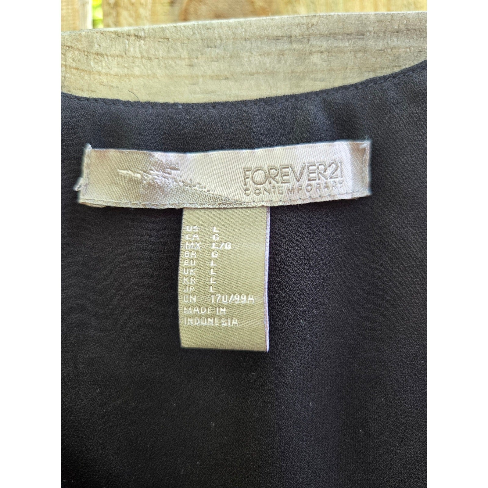 Forever 21 Black Layered Cami Blouse with Spaghetti Straps, Size Large