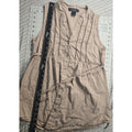 MP Black Tie waist Sleeveless Shirt Tan Beige Stitched Pleat Bodice Size L