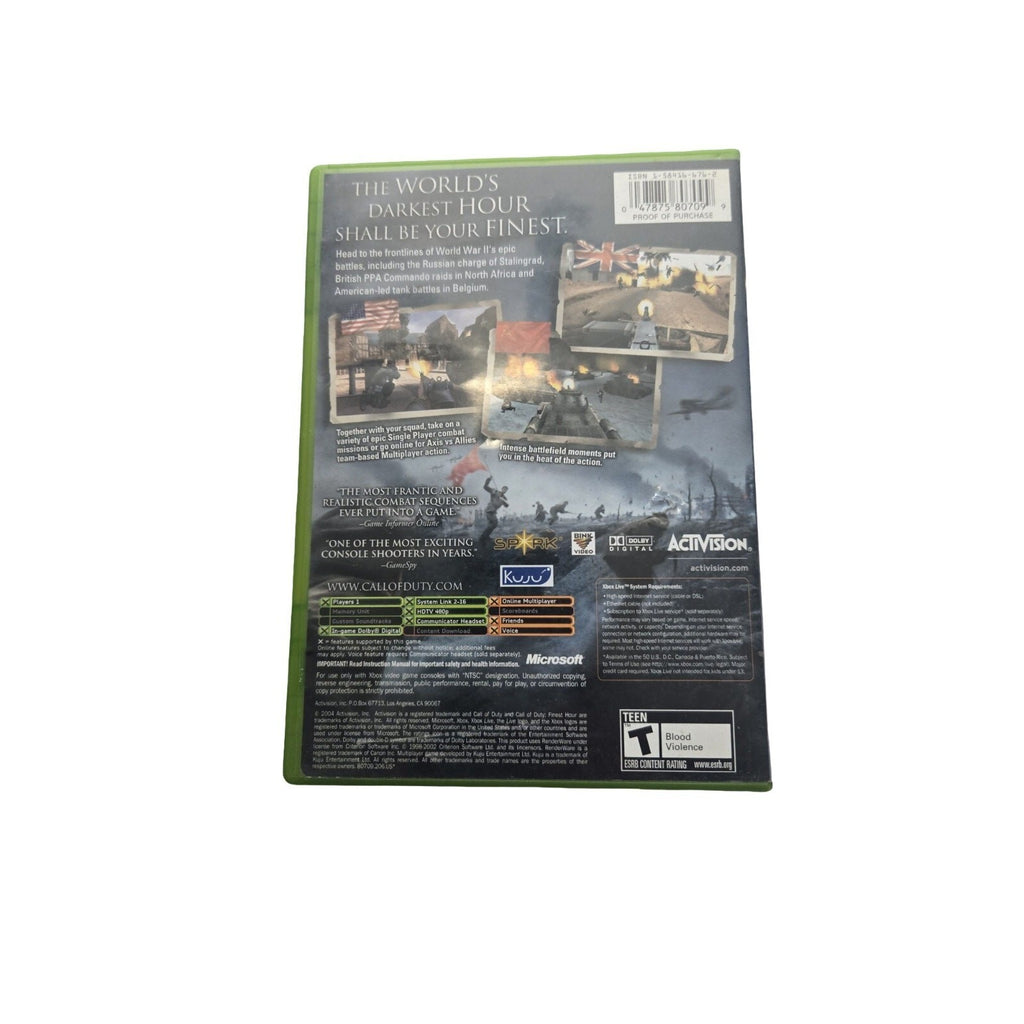 Activision Call of Duty: Finest Hour Xbox Multiplayer Manual NTSC T 2004