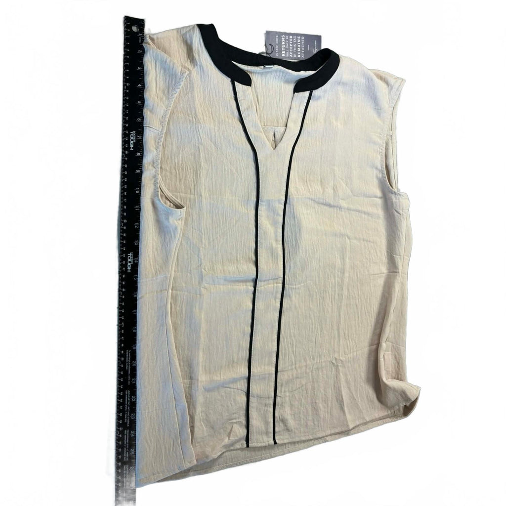 Contrast Stitch Lettuce Edge Tank Top S Small  4 White NWT