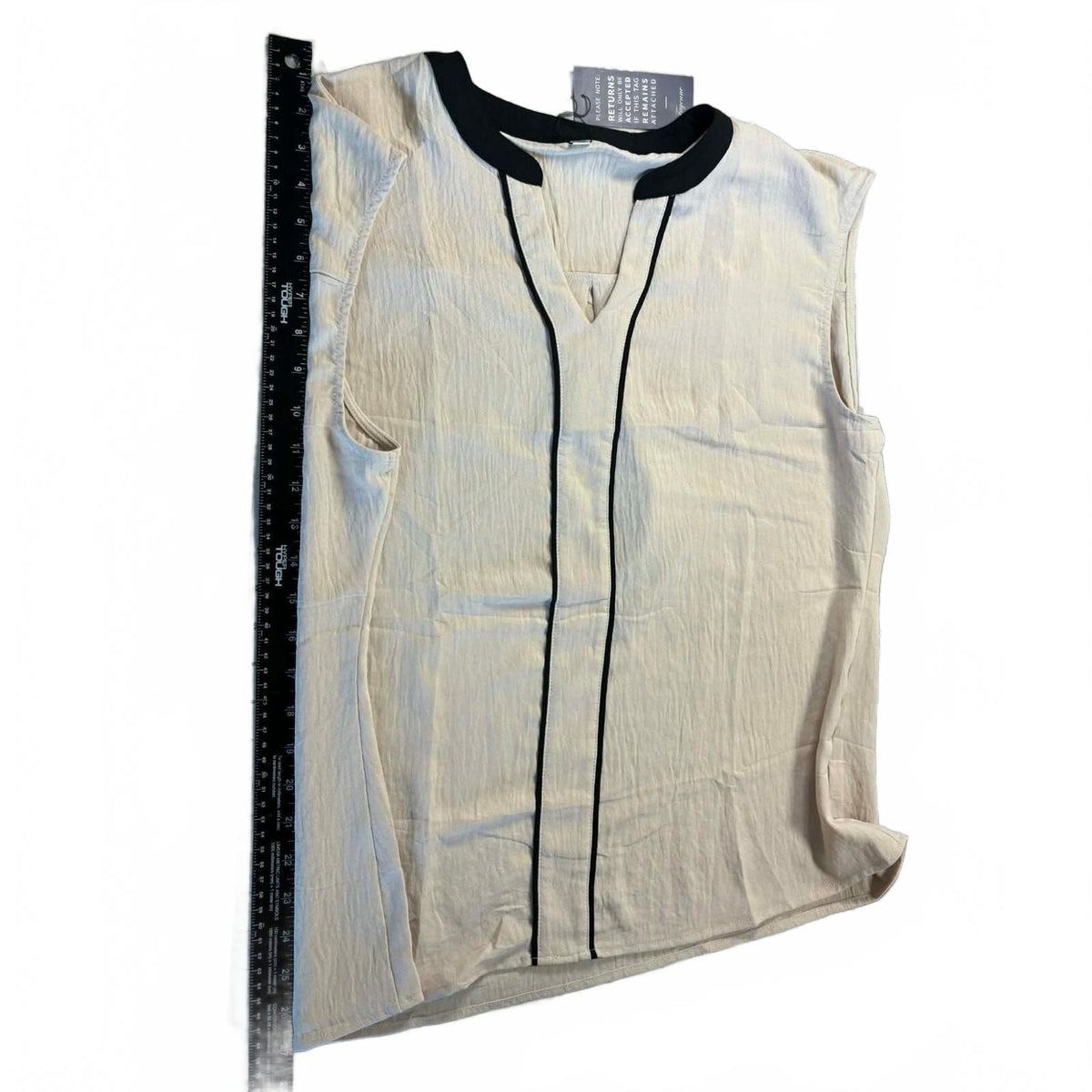 Contrast Stitch Lettuce Edge Tank Top S Small  4 White NWT