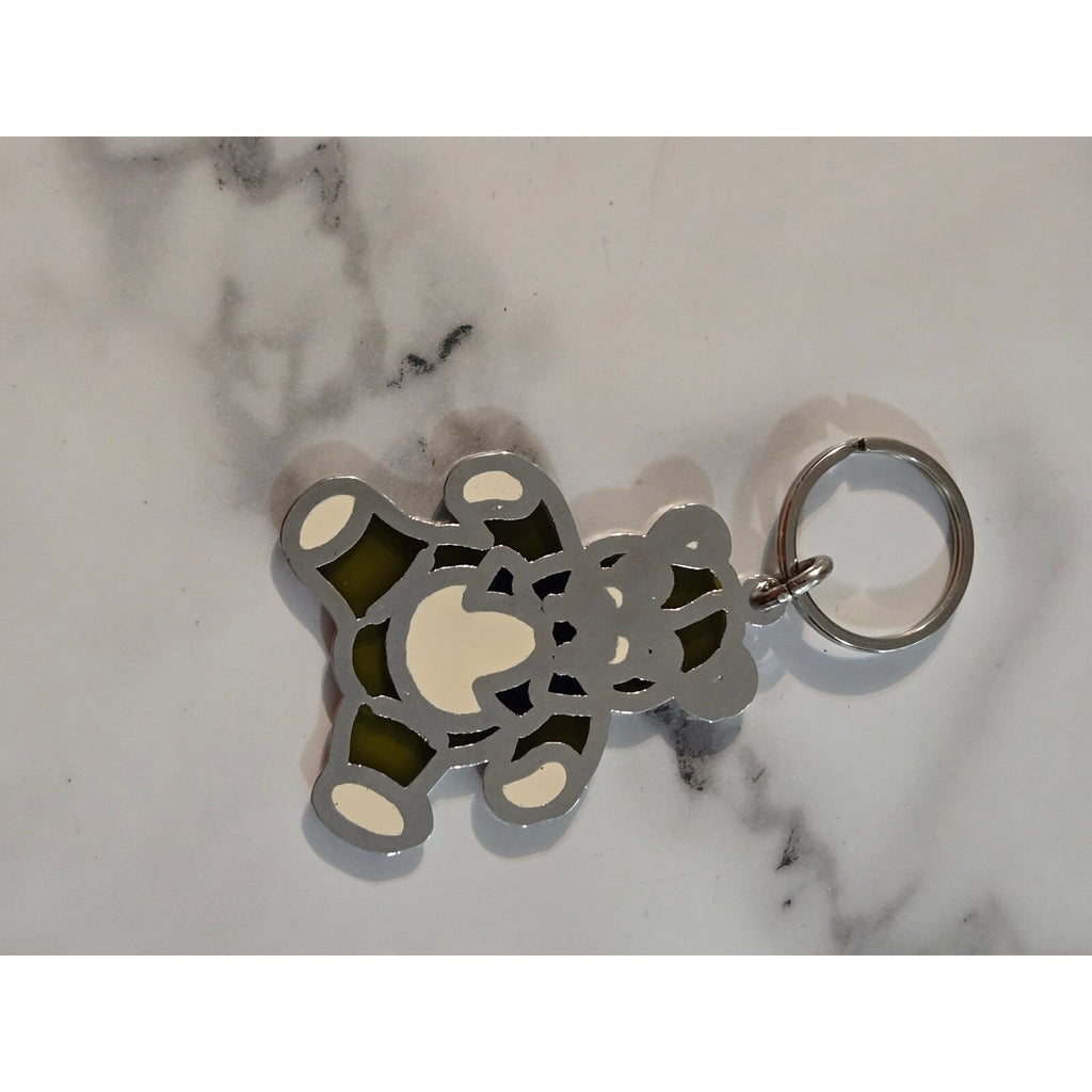 Vintage St. Pete Beach Florida Enamel Teddy Bear Souvenir Keychain