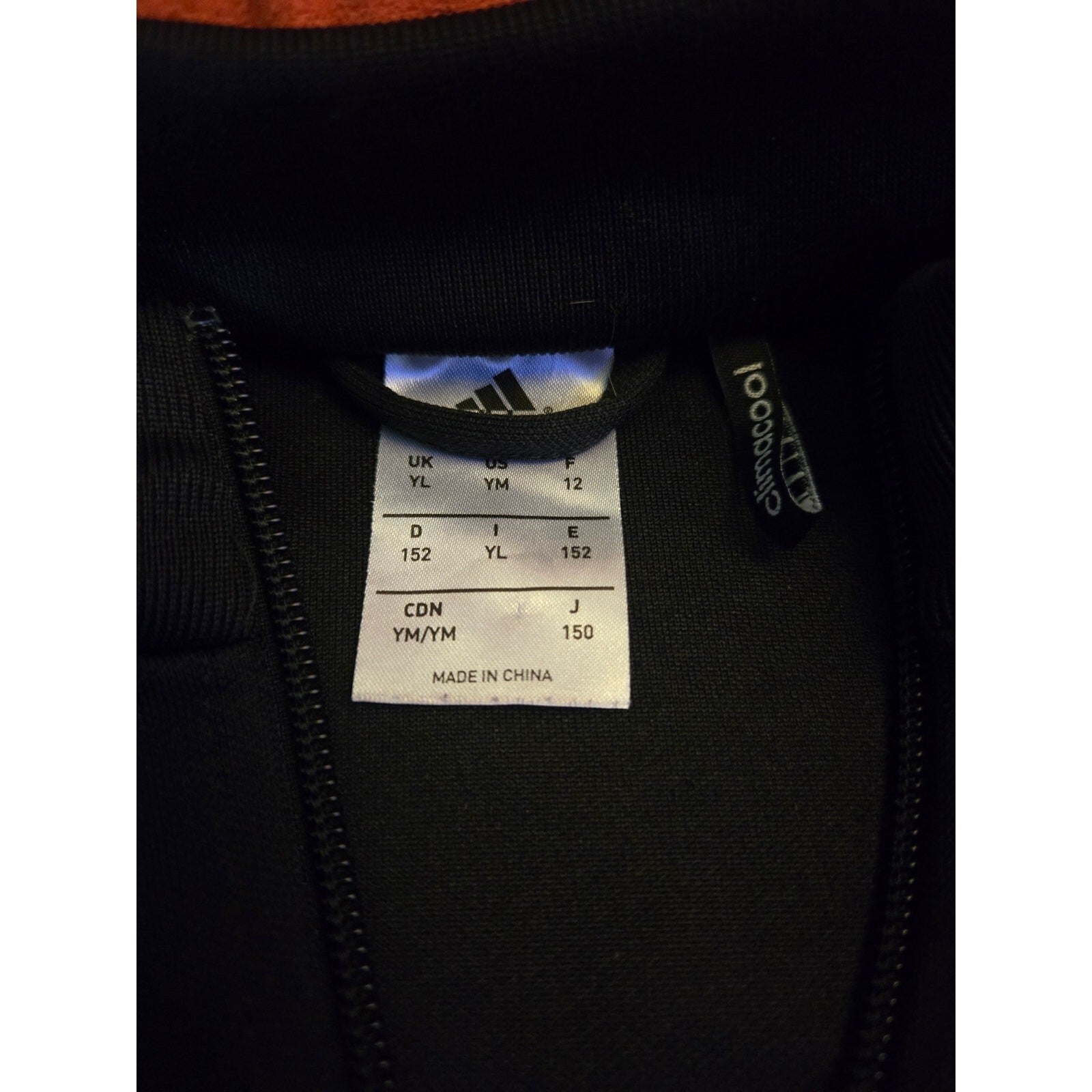 Adidas girls black and white striped track jacket full zip size youth large