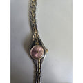 Wristwatch Silver & Gold Toned Link Band Round Pink Face Elegant
