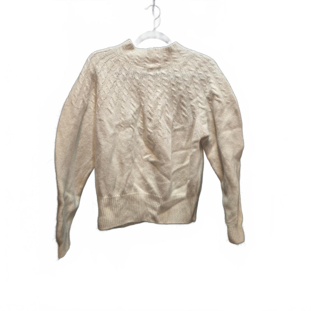 Jeanne Pierre Ivory Cable Knit Cotton Sweater, Size Large, Very Good Condition