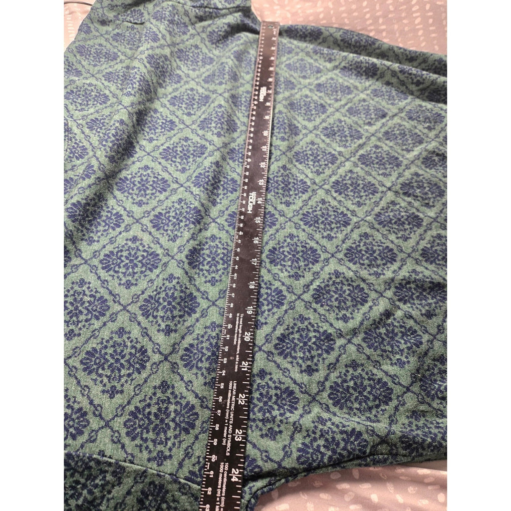 Vintage 90s A|M Collection Green and Navy Floral Damask Knit Sweater