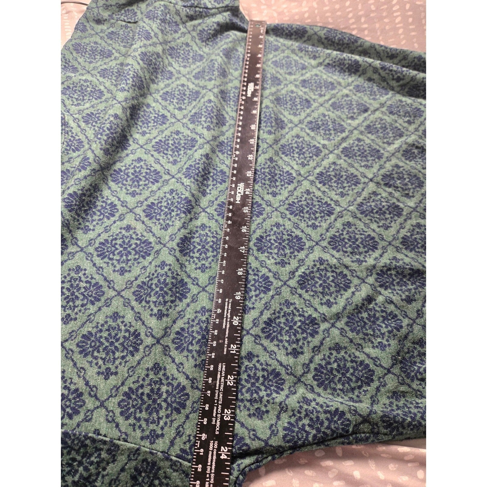 Vintage 90s A|M Collection Green and Navy Floral Damask Knit Sweater
