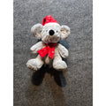Vintage Gray Christmas Mouse Plush Stuffed Animal Red Santa Hat & Scarf Holiday