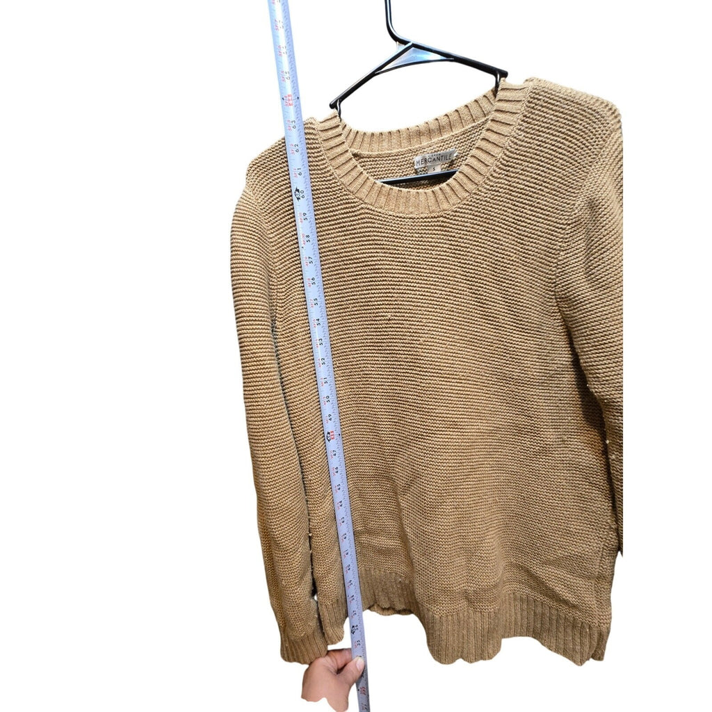 J. Crew Mercantile Classic Crew Neck Sweater Tan Camel Knit Size Small