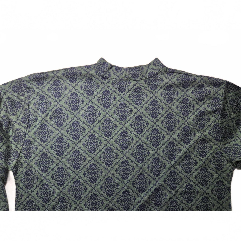 Vintage 90s A|M Collection Green and Navy Floral Damask Knit Sweater