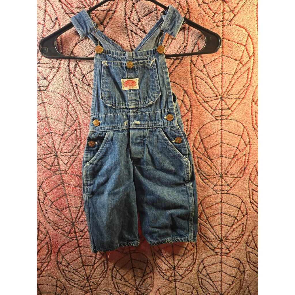 Vintage Round House Kids Denim Overalls Toddler Workwear Bibs Made In the USA