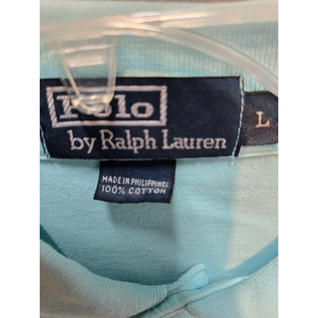 Polo by Ralph Lauren Men's Size L Light Blue Pique Short Sleeve Polo Yellow Pony